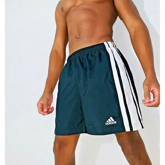 Adidas Vintage NWT Soccer Euro Team Shorts Nylon Black White Small - Picture 1 of 8